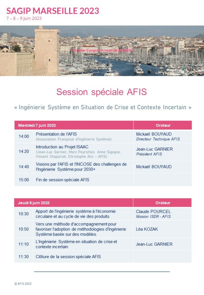 Congrès SAGIP Programme Session spéciale AFIS
